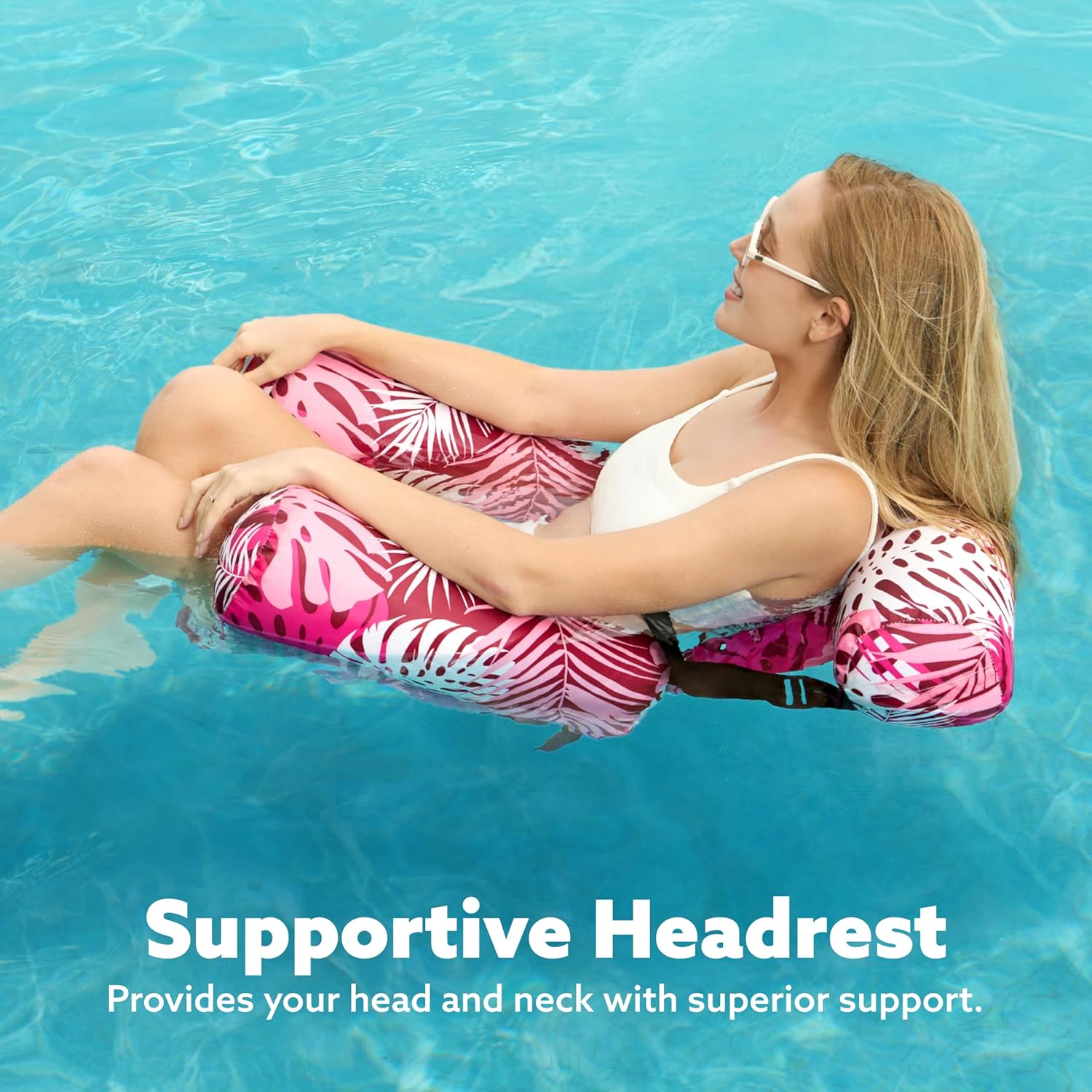 Thumbnail 5 de SLOOSH Inflatable Pool Lounge Chairs (2-Pack) with Mesh Sling & Tropical Design