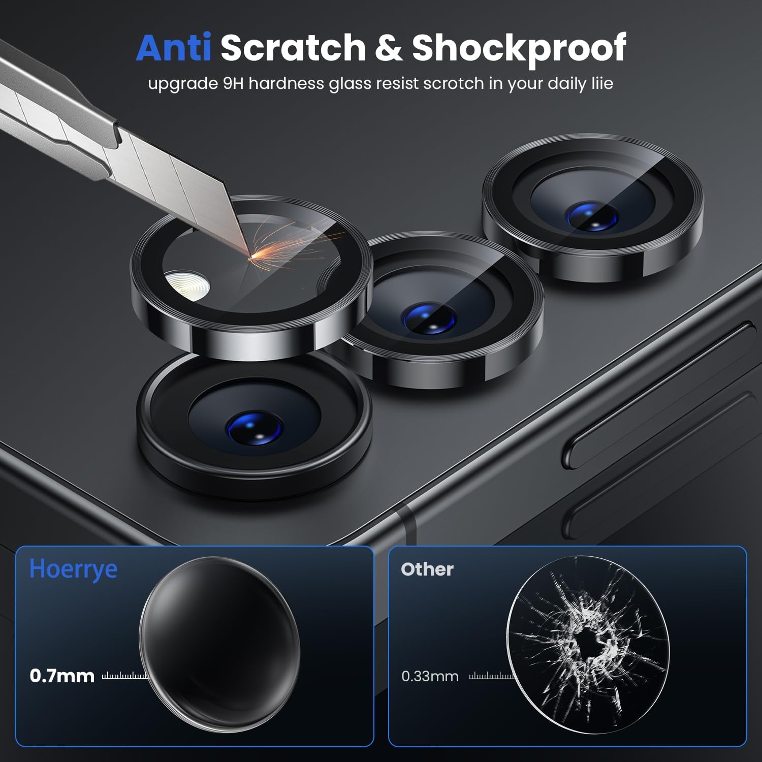 Thumbnail 3 de Hoerrye Galaxy S25 FE Camera Lens Protector — Space-Grade Titanium, 9H Tempered Glass