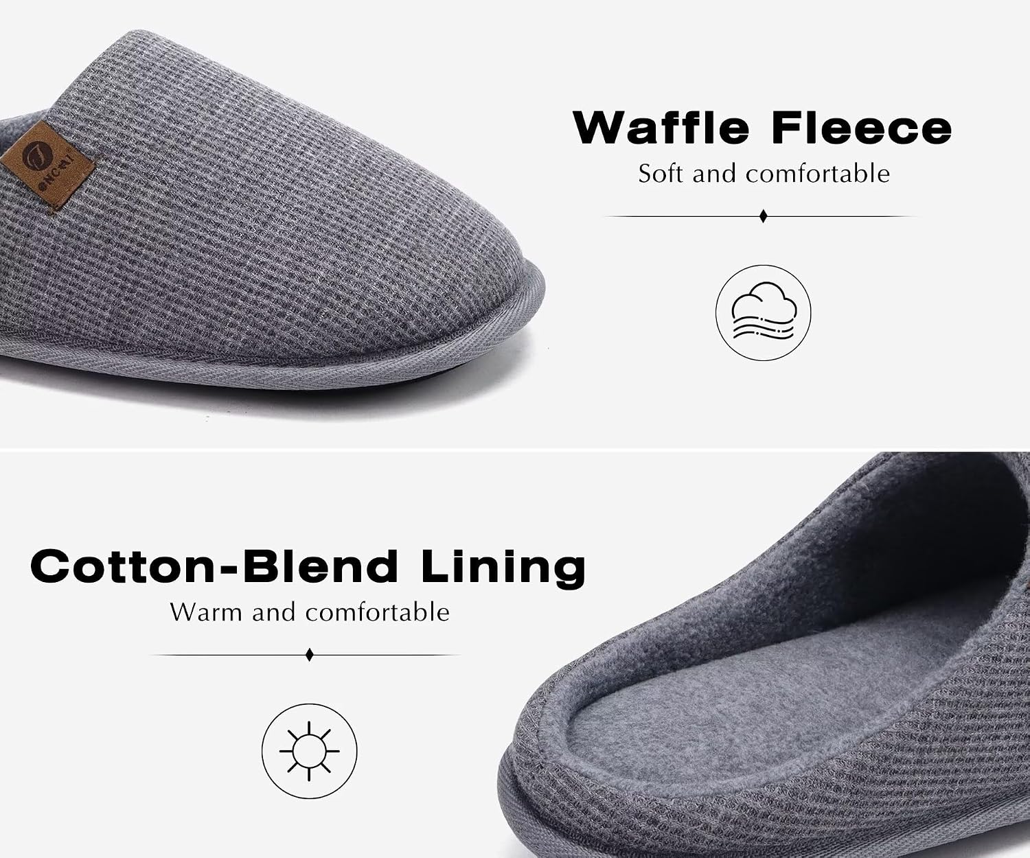 Detalle 2 de ONCAI Pantofole da uomo invernali con memory foam, pelliccia sintetica e suola antiscivolo (EU 40–49)