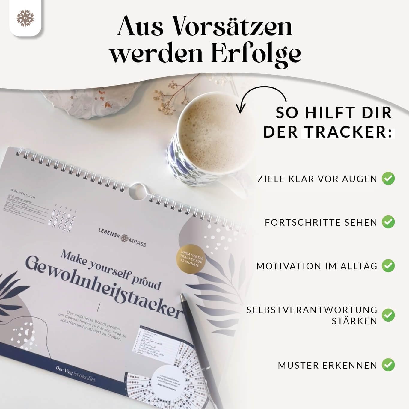Detalle 2 de Lebenskompass Habit Tracker 12 Monate Gewohnheitstracker đź“…