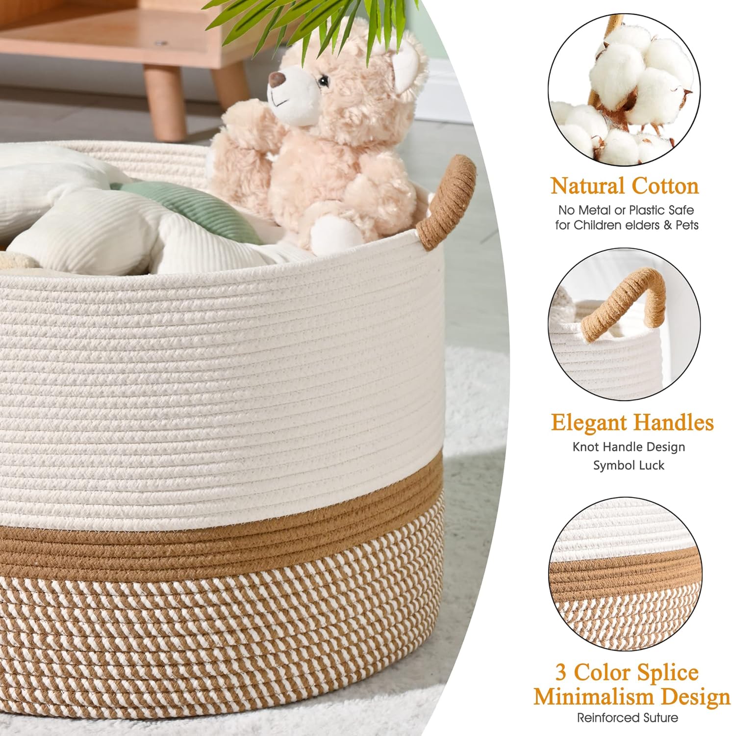 Detalle 2 de KAKAMAY Large Blanket Basket 20x13"