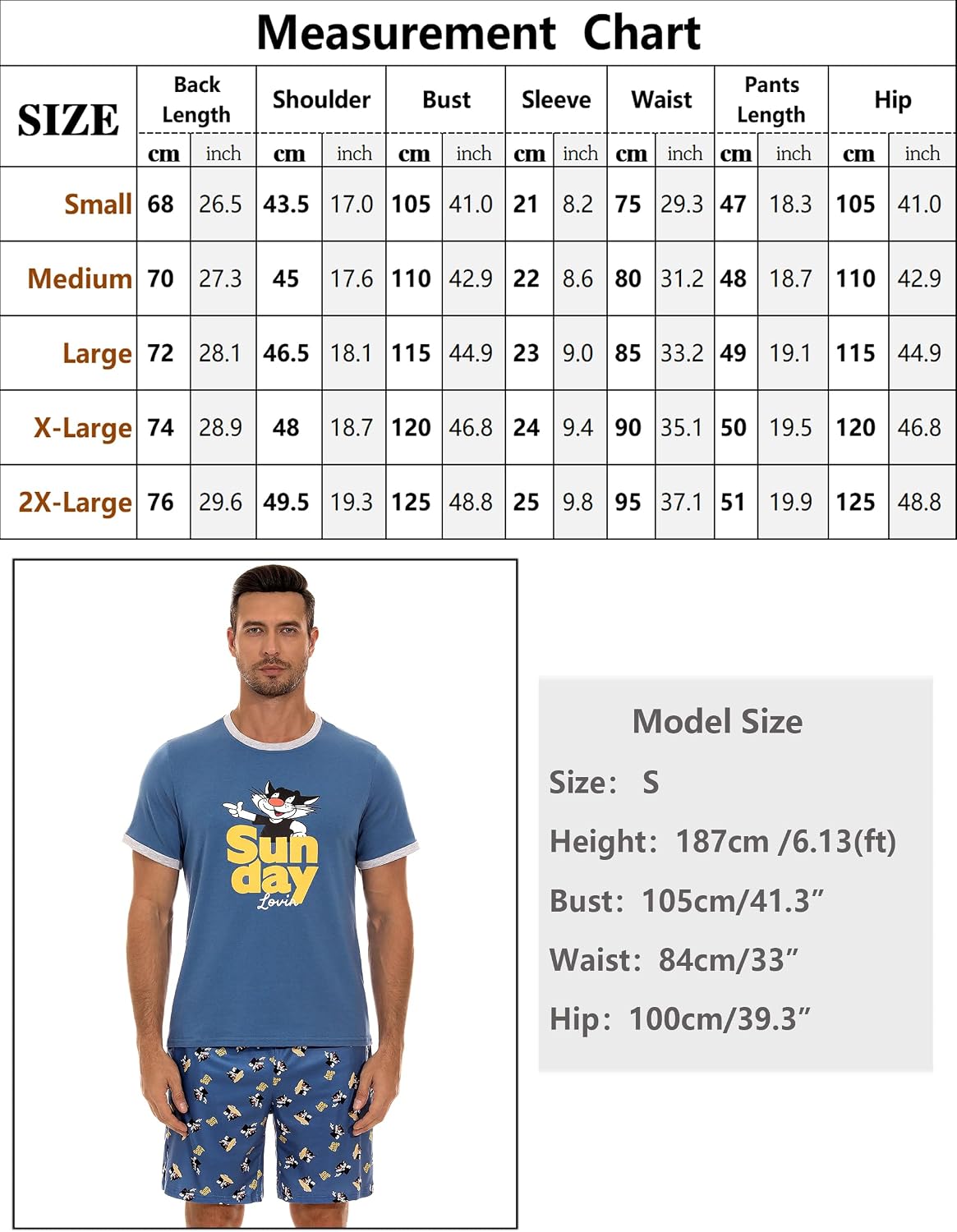 Detalle 2 de Demegimi Mens Short Pyjama Set – Summer Nightwear in Soft Graphic Print