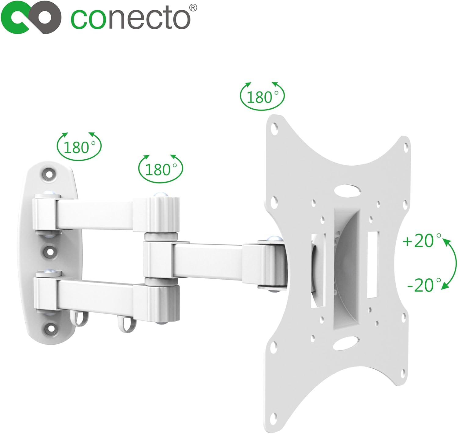 Thumbnail 2 de Connec support mural pour TV/moniteur 58-107 cm (23-42&quot,) VESA 200x200, inclinable et pivotant, blanc