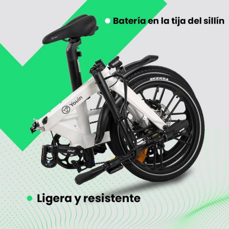 Detalle 2 de YOUIN Marbella BK1350: bicicleta eléctrica urbana plegable con batería extraíble y 7 velocidades