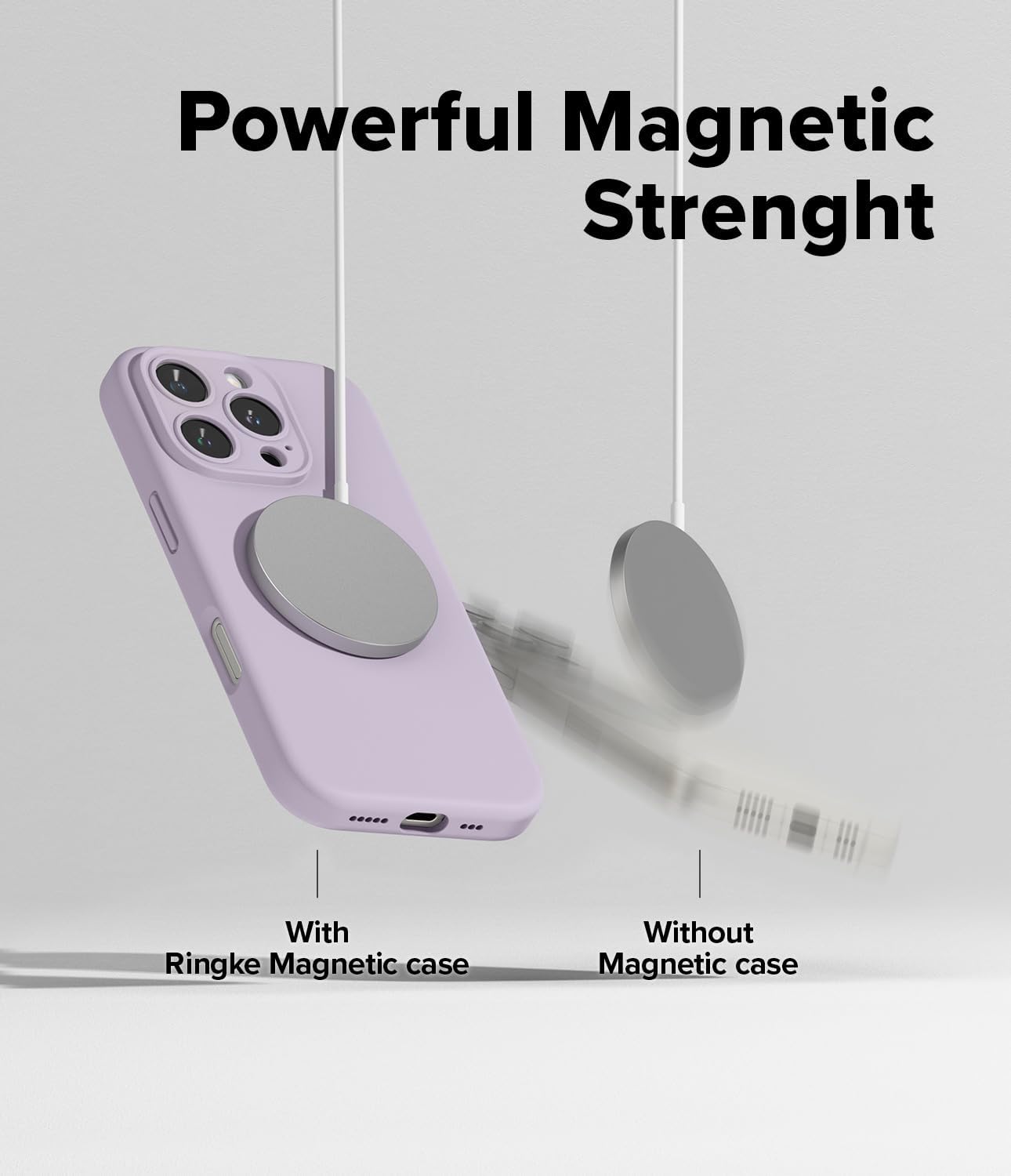 Detalle de Ringke Silicone Magnetic Case for iPhone 16 Pro (Light Purple) – MagSafe Compatible