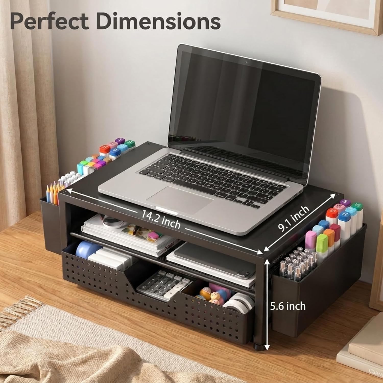 Thumbnail 6 de ECOLOVI EC-MS1 2-Tier Monitor Stand with Drawer and 45 lb Capacity