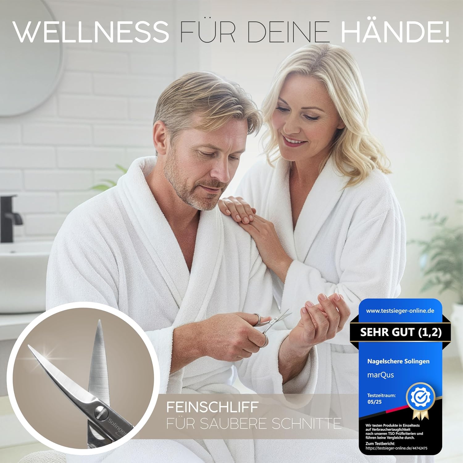 Detalle de marQus Nagelschere Solingen – extra scharf mit gebogener Schneide, inkl. Etui für Fingernägel & Fußnägel
