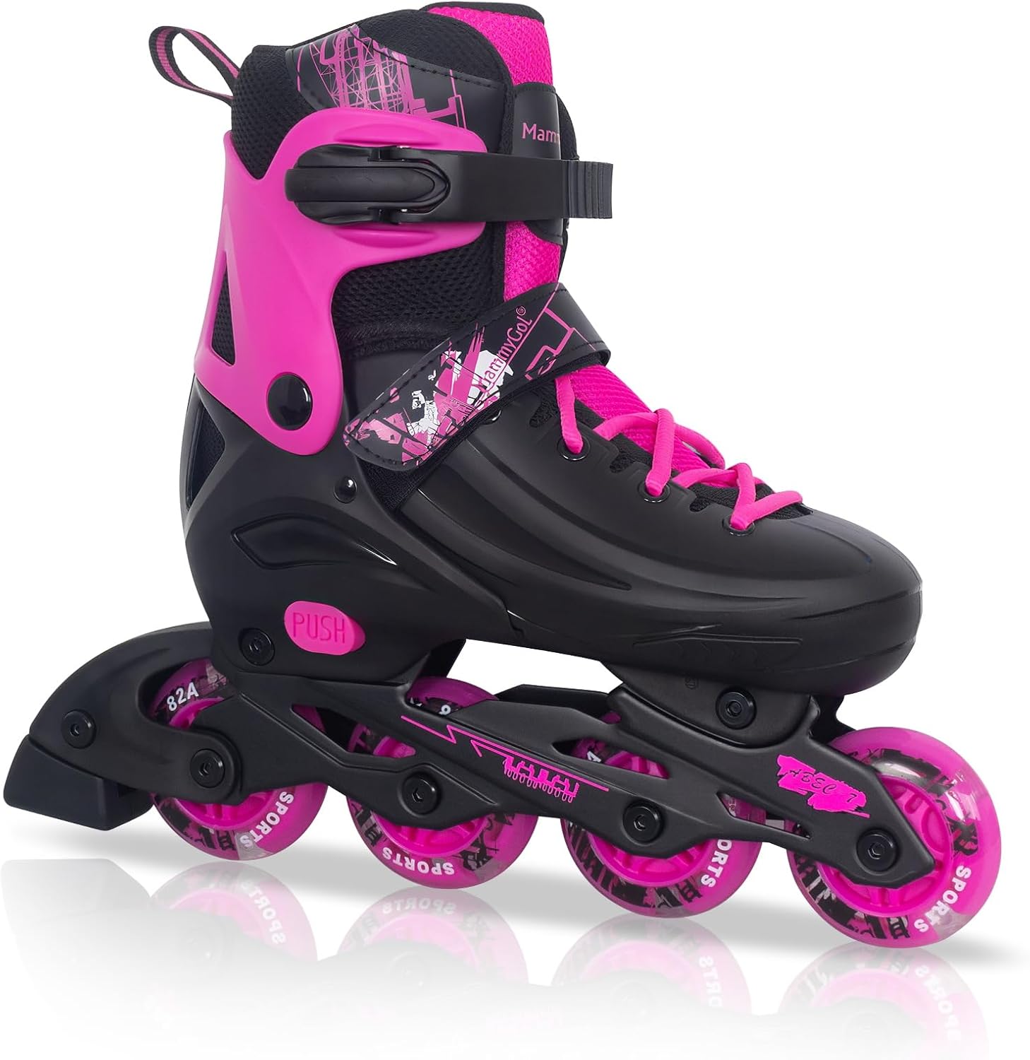 Detalle de MammyGol Adjustable Inline Skates for Kids, Youths, and Adults — Light-Up Wheels, All-Weather Indoor/Outdoor
