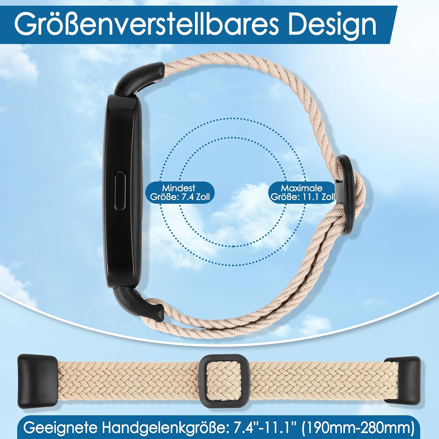 Detalle de Huawei Band 10 Armband aus Nylon, verstellbar