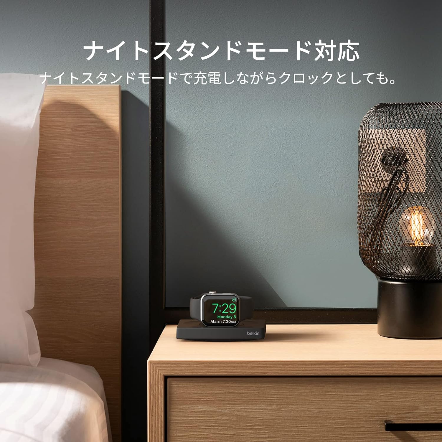 Detalle de Belkin WIZ015btWH Apple Watch用ポータブル高速充電器、高さ調整・ナイトスタンド対応、USB-Cケーブル付属