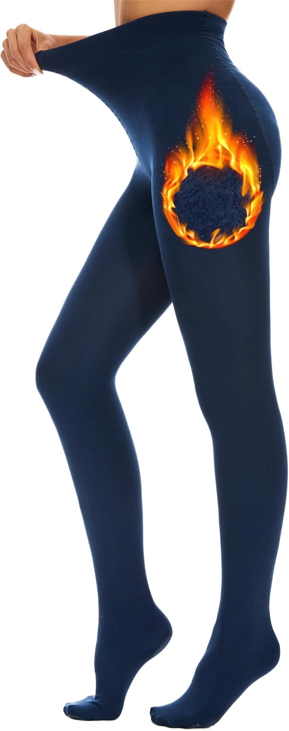 Detalle de DUCMODA fleecefodrade vintertights för kvinnor – mjuka och ogenomskinliga