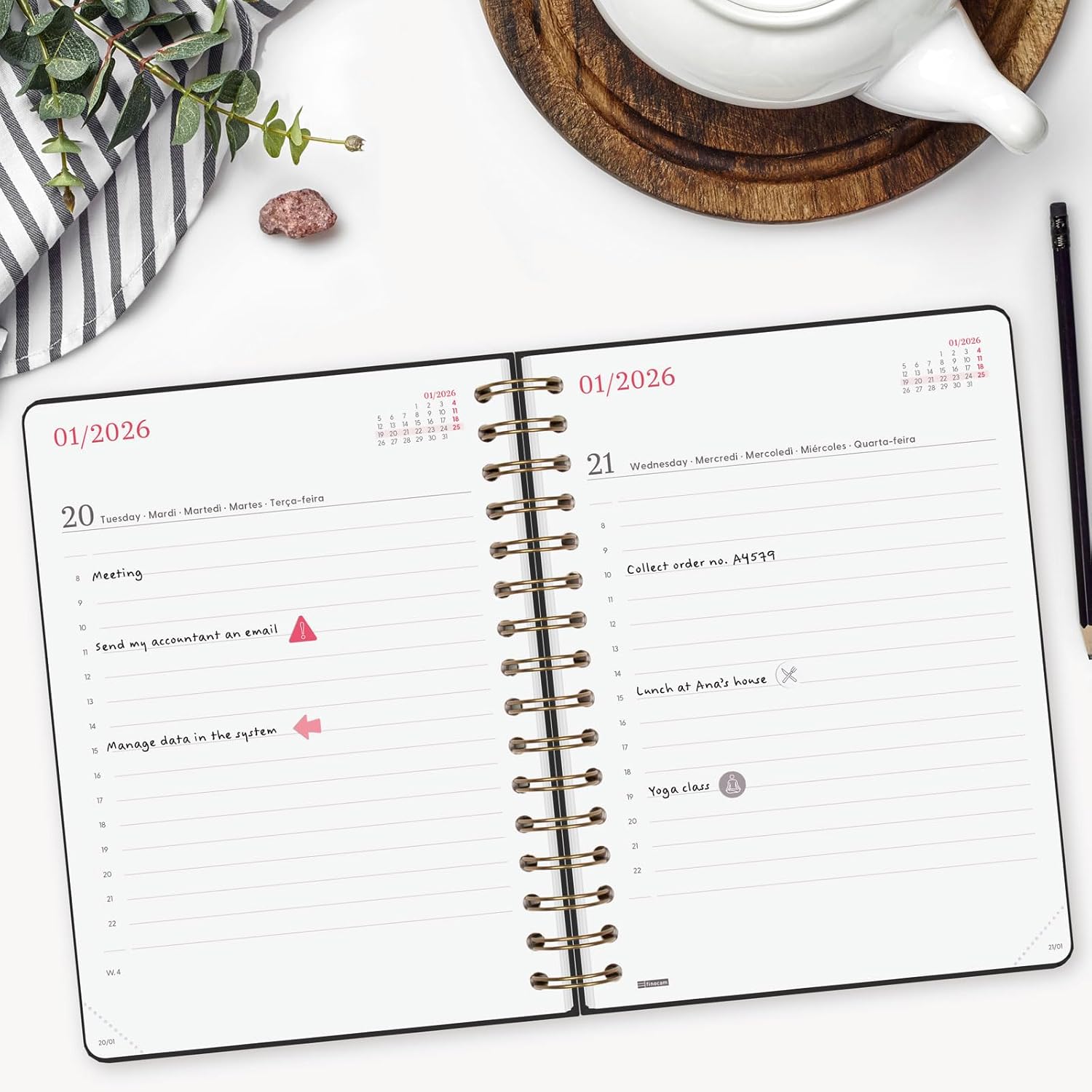 Thumbnail 2 de Finocam Agenda Spirale 2026 1 Jour par Page Noir