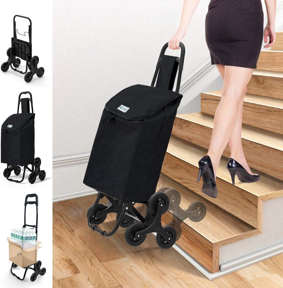 Detalle de VOUNOT Chariot de Courses 6 Roues avec Compartiment Imperméable — 2 en 1, 32 L, pliable