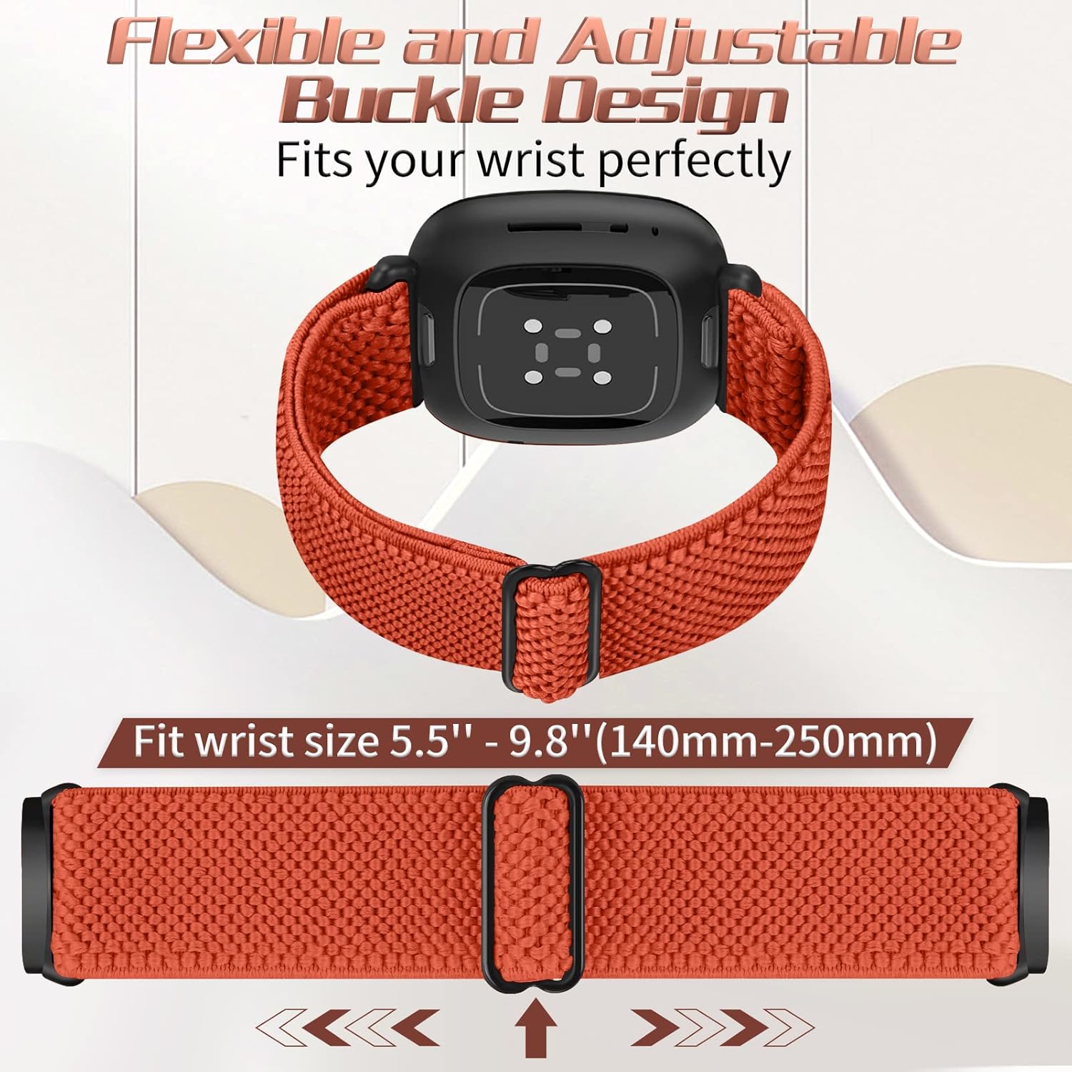 Thumbnail 3 de Tiptops 5 Pack Straps: Nylon Loop bands for Fitbit Versa 3/4 and Sense 2