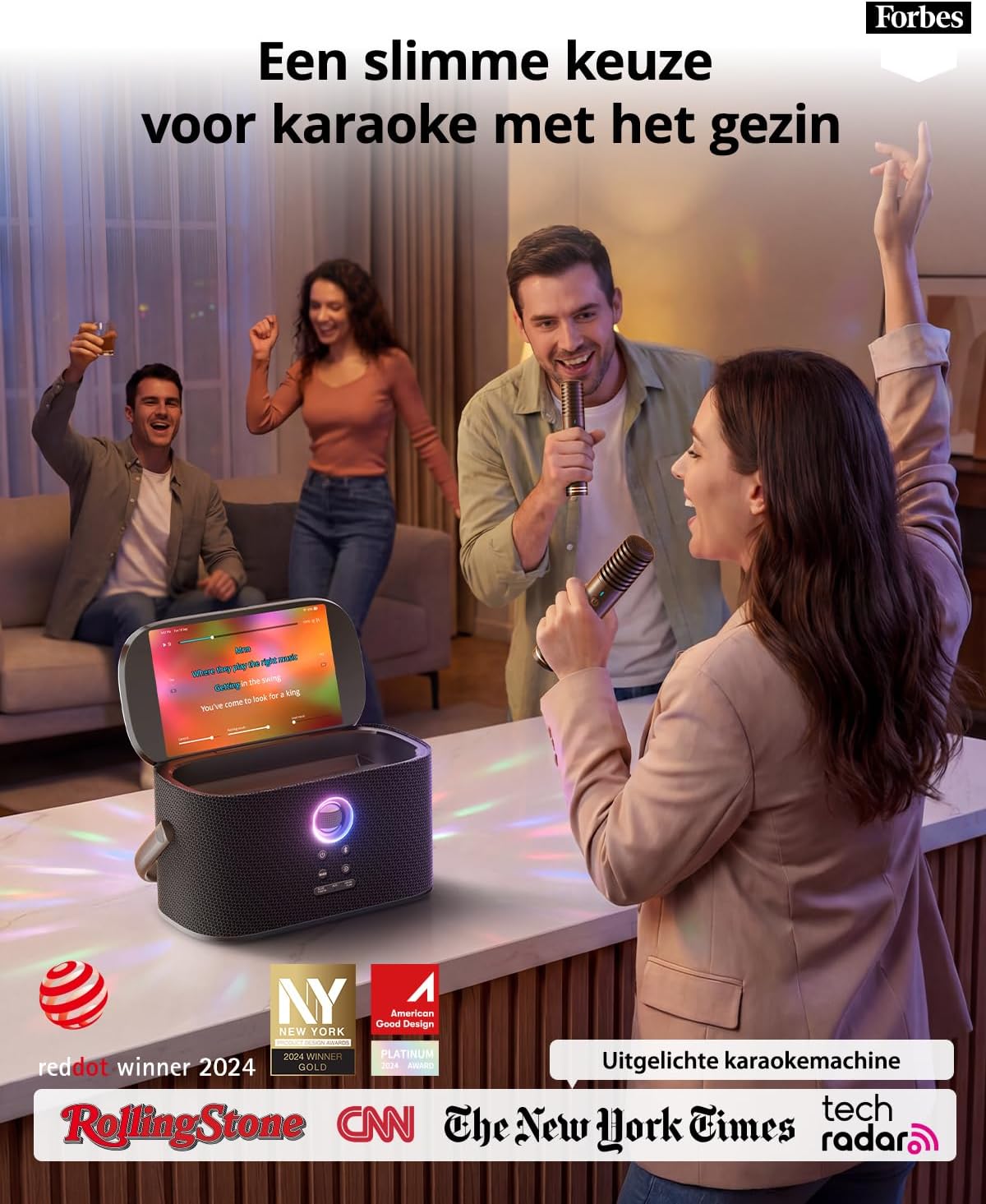 Detalle 2 de Ikarao Shell S2 karaokeapparaat met 8-inch scherm en twee draadloze microfoons