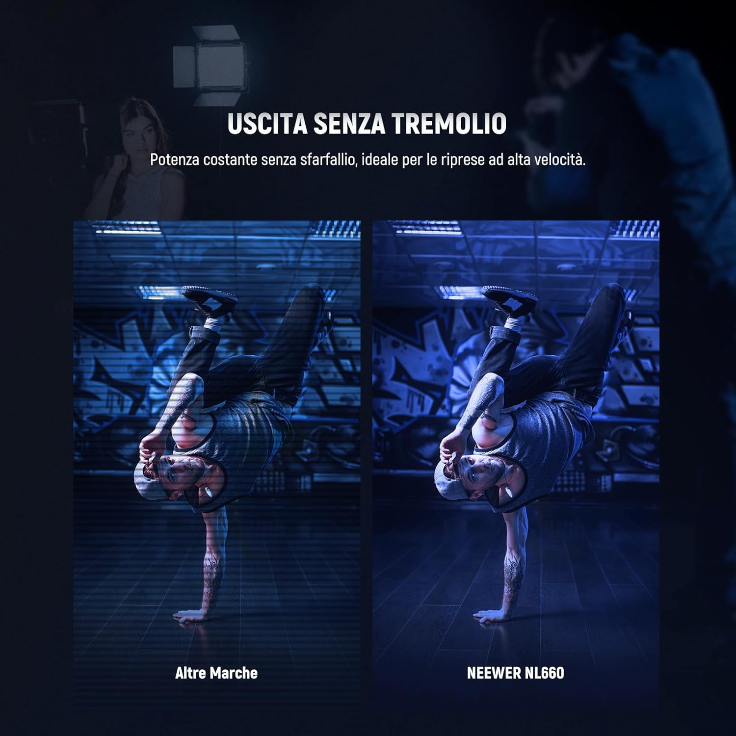 Thumbnail 3 de NEEWER NL660 Luce Studio LED bicolore con stativo paralume, 660 LED 3200K-5600K, dimmer 0-100% e CRI96+