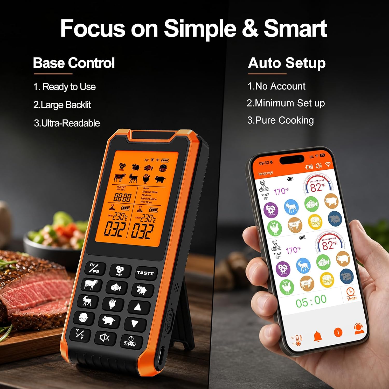 Detalle de HOPEPOP Wireless Meat Thermometer