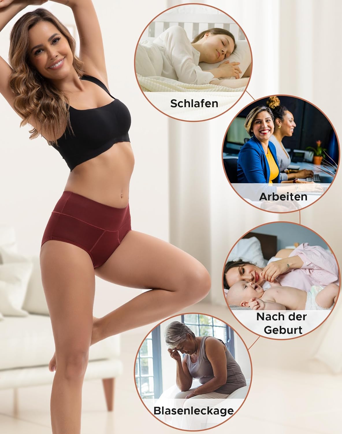 Thumbnail 4 de INNERSY Periodenunterschwäsche High Waist – Starke Blutung, Bambus, 3er Pack