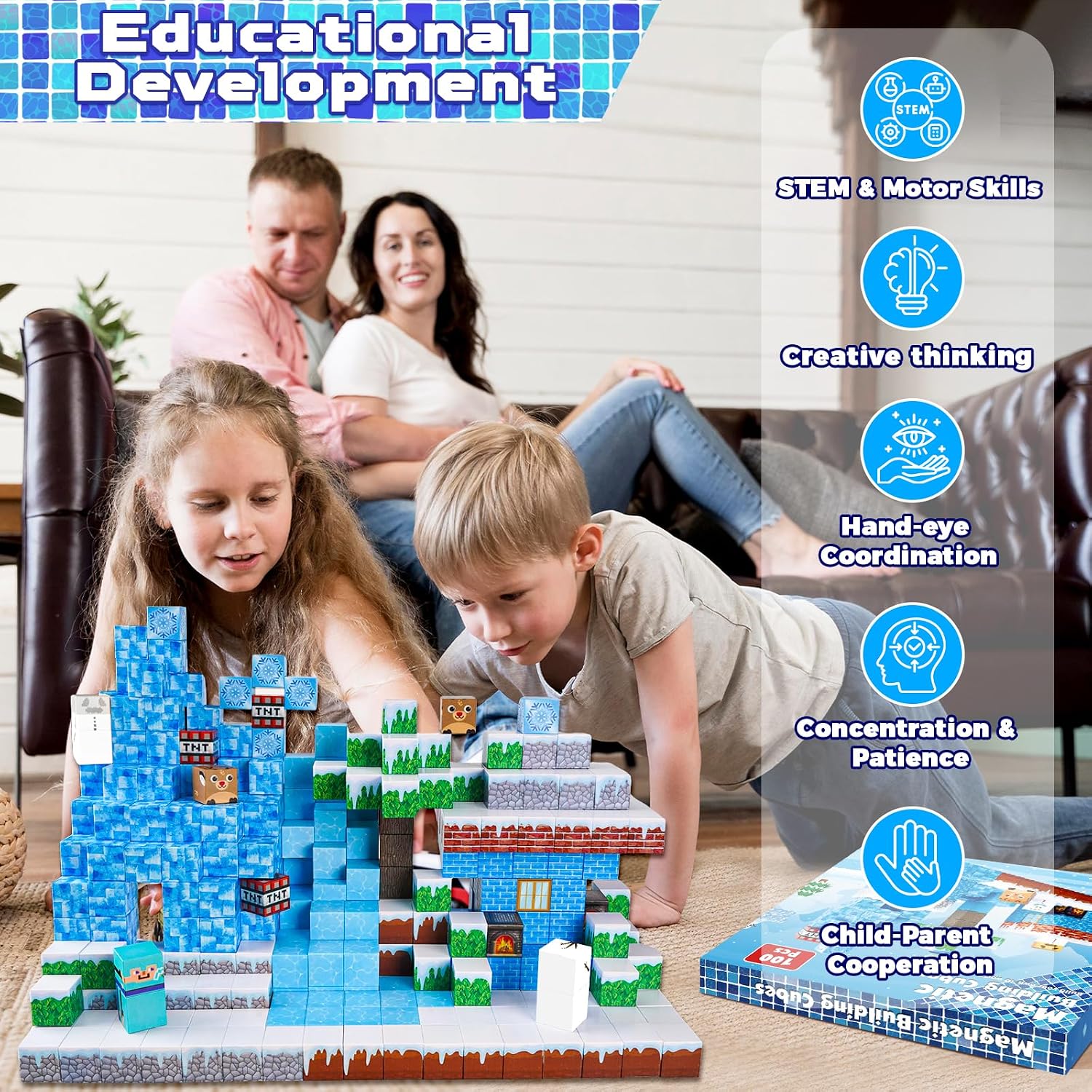 Detalle 2 de ToyUnited Magnetic Building Blocks 100-Piece Set