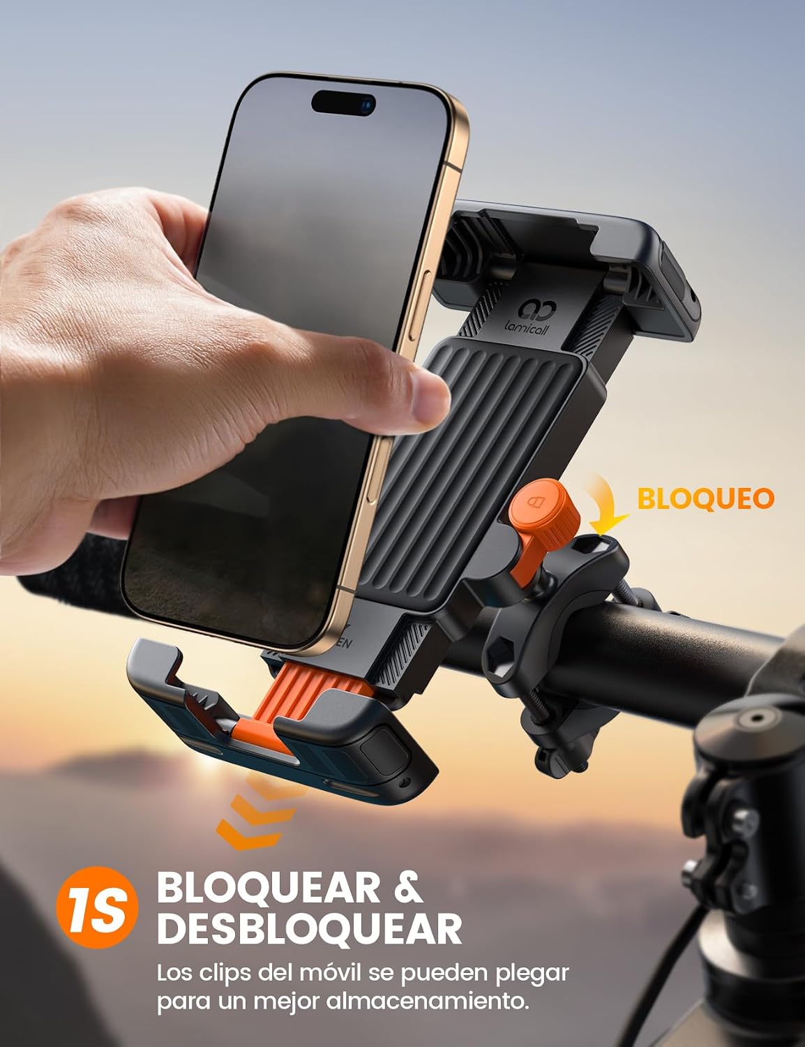 Lamicall Soporte Móvil para Bicicleta y Motocicleta con Rotación 360°, Protección de Silicona y Bloqueo Sencillo