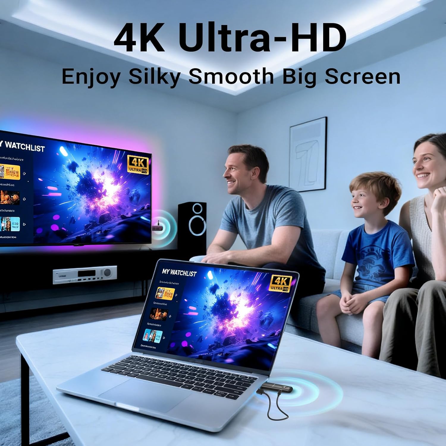 Detalle 2 de MINIX HDMI sans Fil 4K – Transmetteur, Émetteur et Récepteur HDMI sans Fil Plug & Play (50 m, 1080P60, 4K Décode)