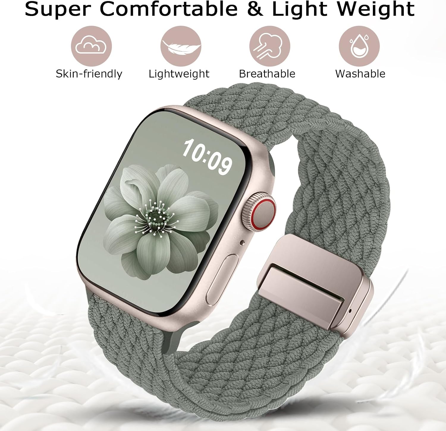 Detalle 2 de Higgs Braided Magnetic Strap for Apple Watch (38–49mm) – Adjustable Knit Nylon