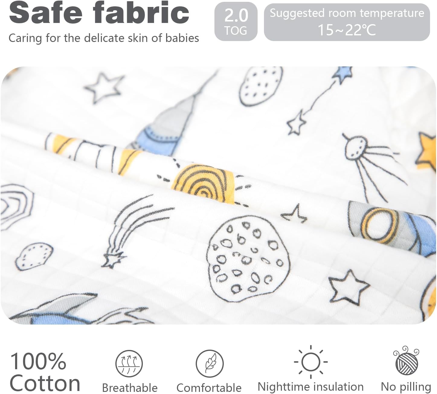 Thumbnail 5 de MIKAFEN Baby Sleeping Bag with Feet 2.0 Tog, 4–5 yrs