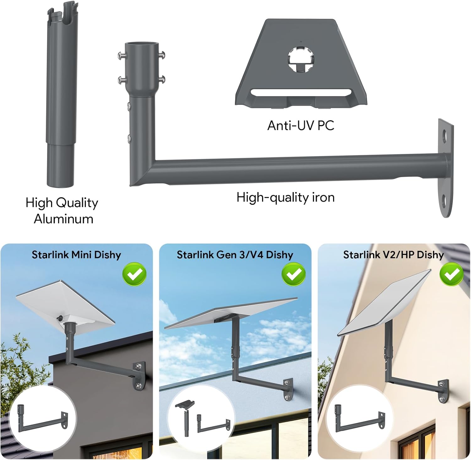 Thumbnail 3 de WXPSKY Starlink Mount: 360° Adjustable Wall Mount for Gen 3/2/Mini with Pipe Adapter