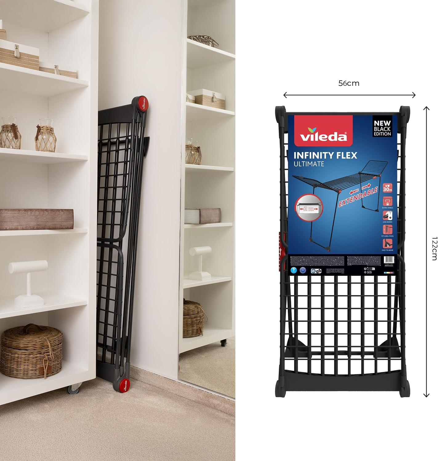 Detalle de Vileda Infinity Flex Ultimate: stendibiancheria telescopico da 30 m, griglia estensibile fino a 2 m