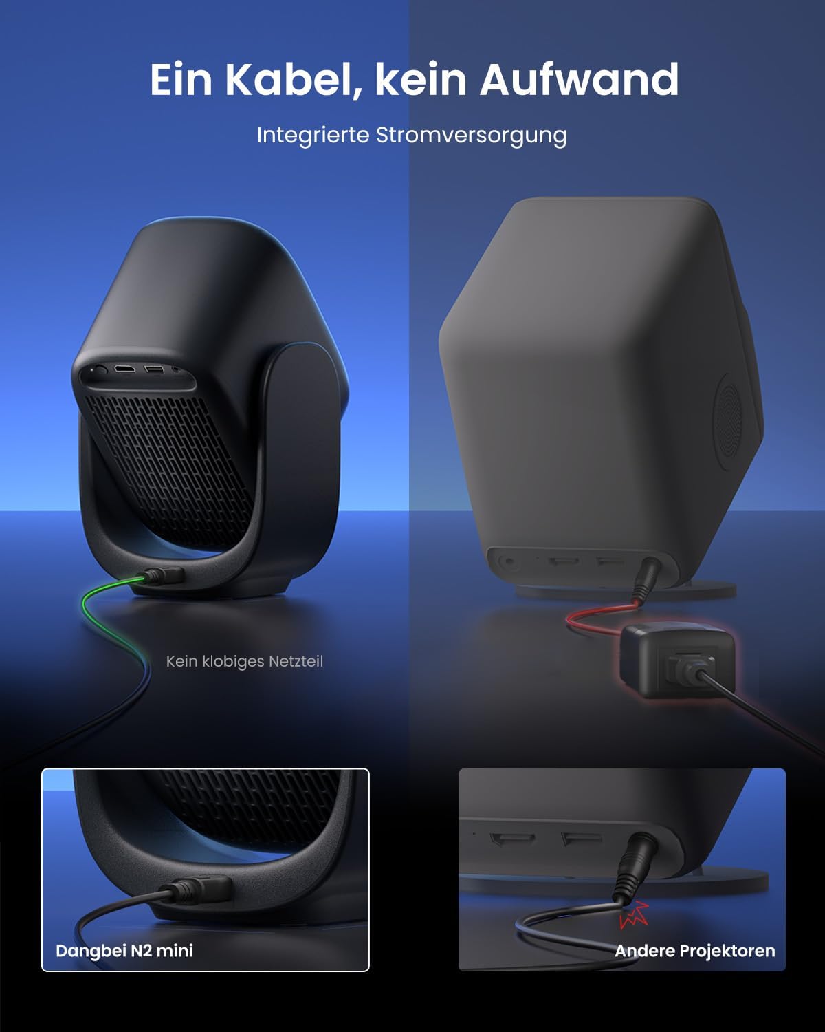 Thumbnail 1 de Dangbei N2 mini Smart Beamer (1080P) mit Ständer – Netflix-fähig, Autofokus & Trapezkorrektur