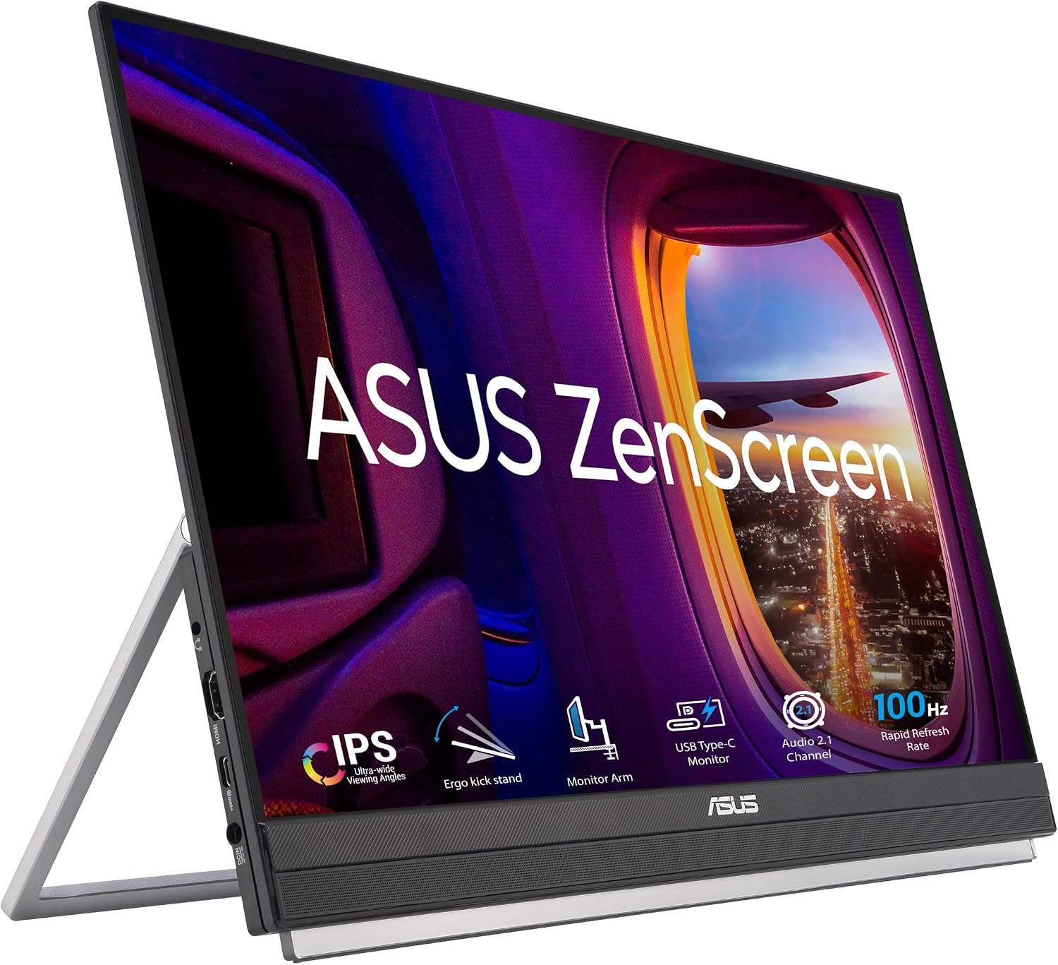 Detalle de ASUS ZenScreen MB229CF Portable Monitor – 22-inch Full HD IPS with USB-C PD, built-in speakers & flexible mounting