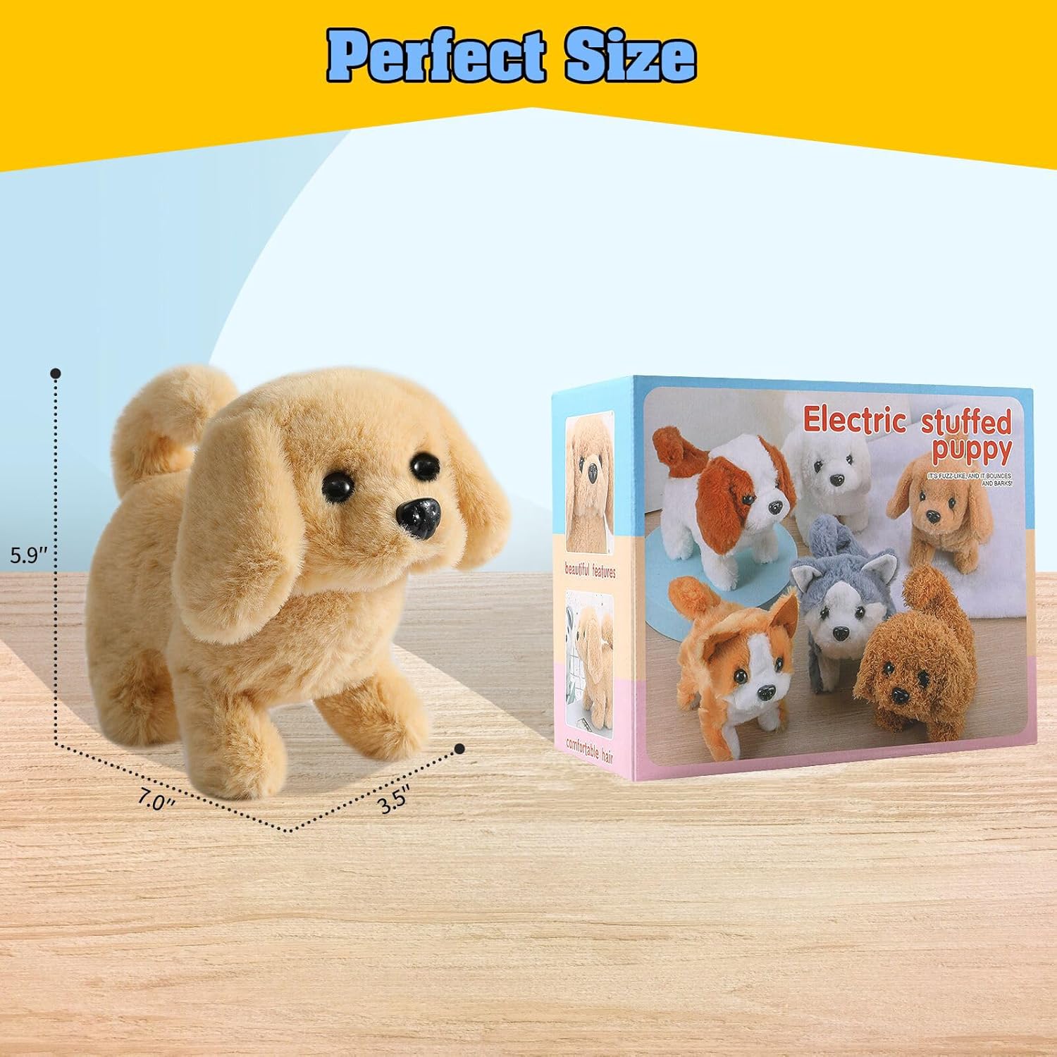 Thumbnail 5 de KSABVAIA Plush Golden Retriever Interactive Toy Puppy (Walking, Barking & Tail Wagging)
