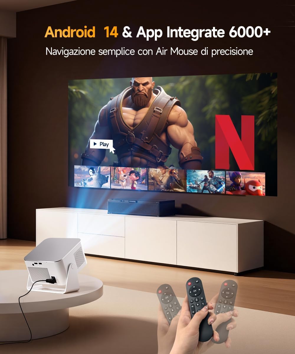 Detalle 2 de HY350MAX Mini proiettore portatile 1080P con Android 14 e Wi‑Fi 6