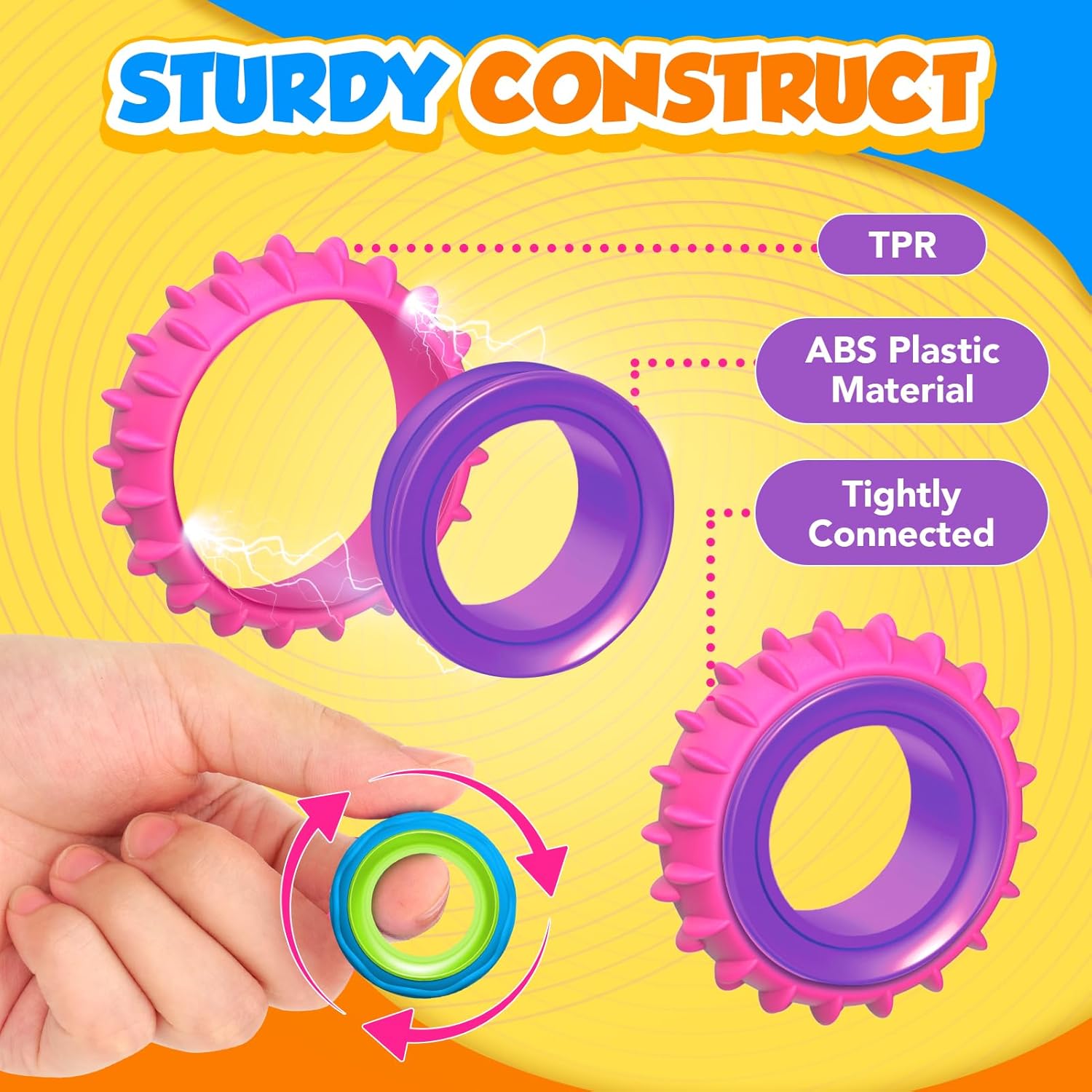 Detalle 2 de Fidget Toy Sensory Rings for Kids — 24 Pack Sensory Spinner Rings for Calming and Focus