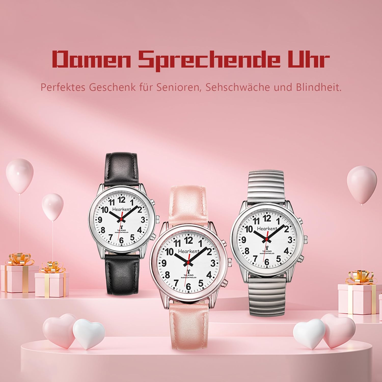 Detalle 2 de Hearkent Sprechende Uhr mit deutscher Sprachausgabe (DCF) für Senioren und Sehbehinderte