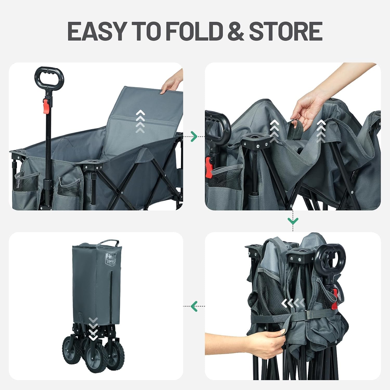 Detalle de TIMBER RIDGE Festival Trolley on Wheels with Adjustable Handle – 200L Foldable Wagon for Outdoor Use