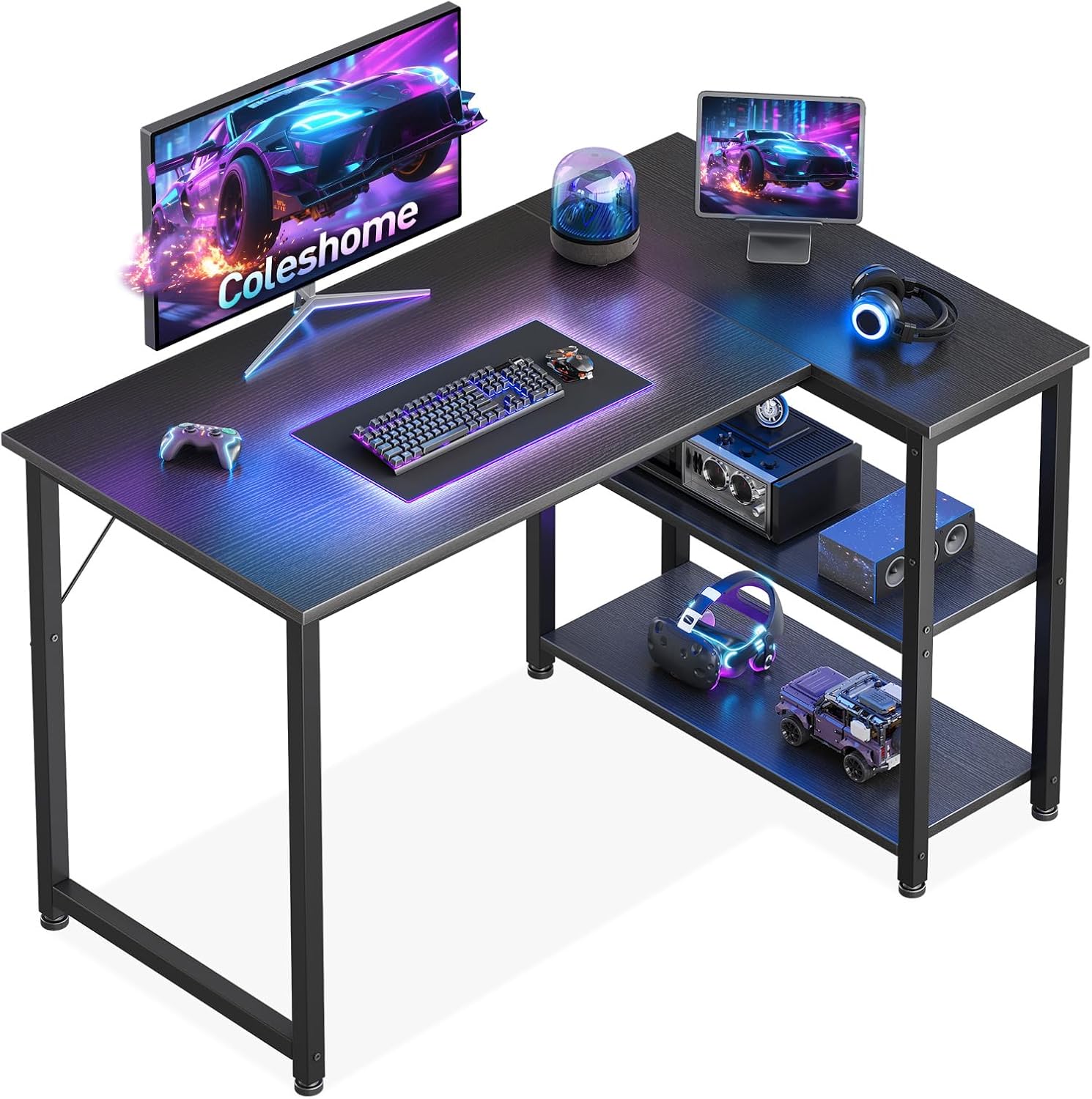 Detalle de Coleshome Scrivania Gaming 100×70 cm angolare salvaspazio
