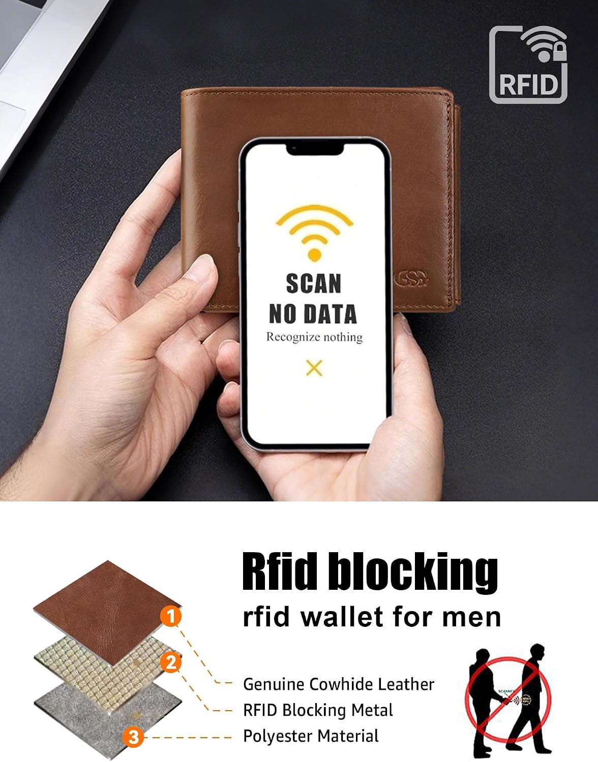 Thumbnail 3 de GSG SINCE 1998 Mens Cowhide Leather Wallet 17-card 👛