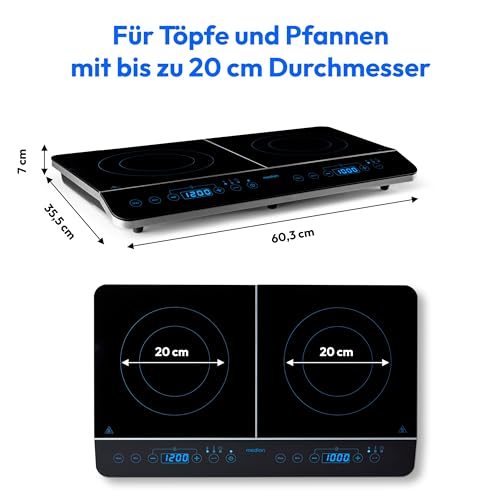 Thumbnail 7 de MEDION MD 15324 Doppel-Induktionskochplatte – 3500 W, 2 Kochplatten, LED Display, schwarz