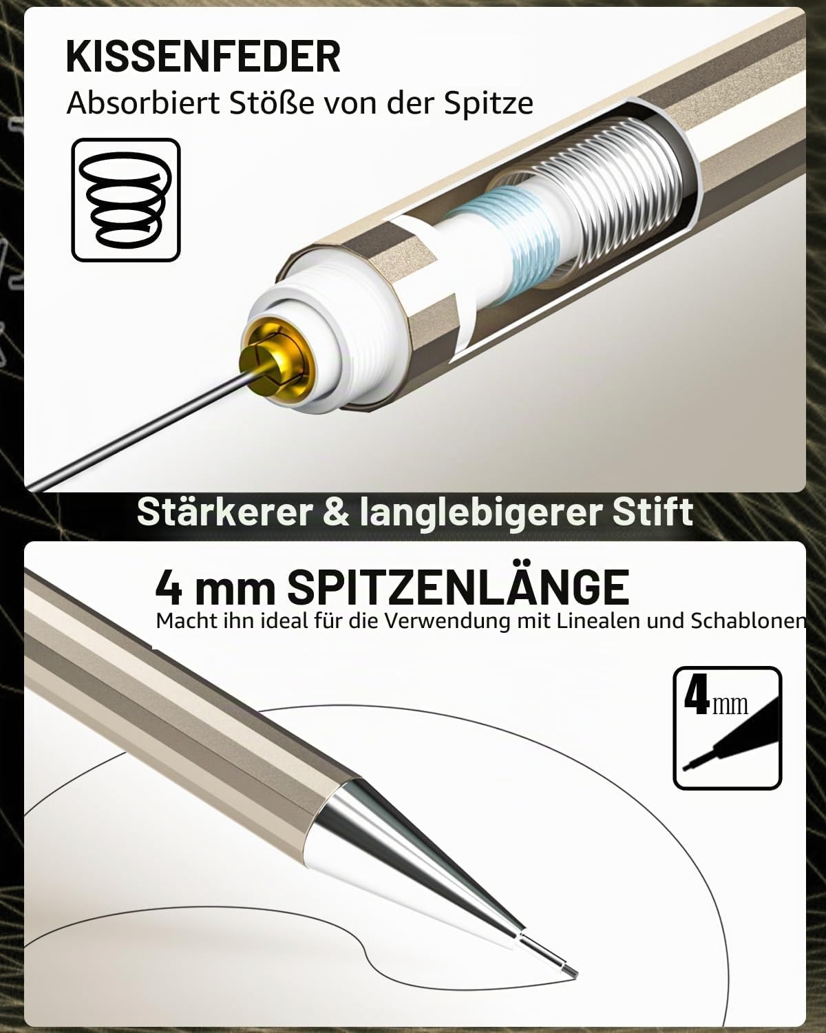 Detalle 2 de Nicpro Druckbleistifte Set 6er 0,3–2 mm ✏