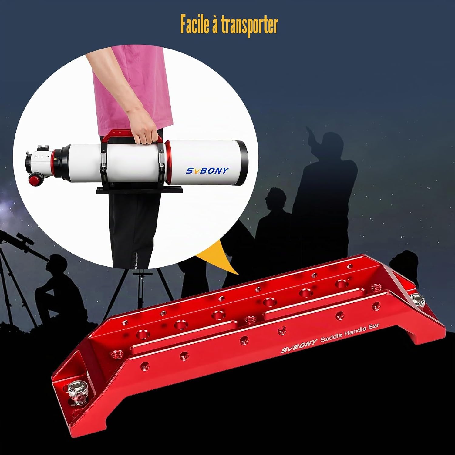 Detalle 2 de Svbony SV211 Base à Queue d'Aronde 203 mm – Poignée multifonctionnelle et base universelle pour télescopes