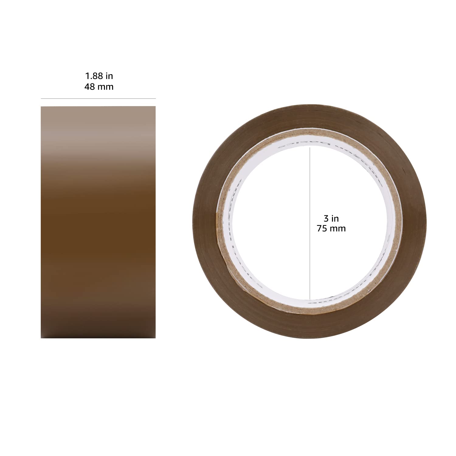 Detalle de Amazon Basics Paketband 48 mm x 66 m, 0.046 mm Dicke, Braun – 6 Rollen