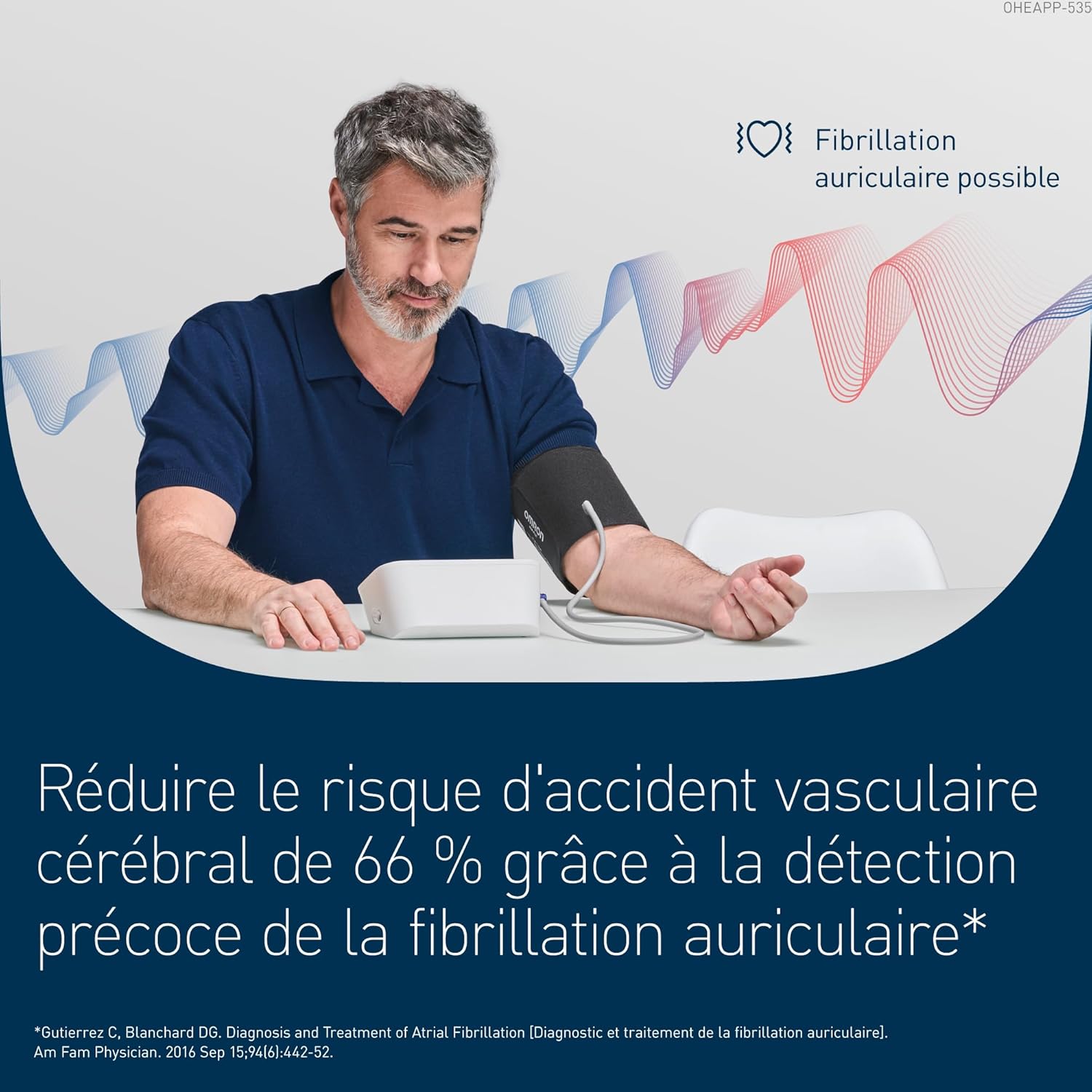 Detalle de OMRON X7 Smart AFib : tensiomètre bras connecté pour le suivi fiable de la tension et du risque de fibrillation
