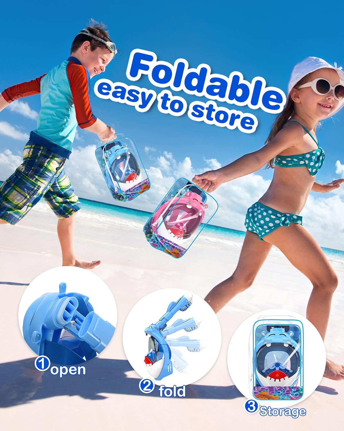Thumbnail 6 de Dancial Kids Snorkel Mask – 180° Panoramic Full Face, Safe Dry-Top Breathing for 4–12 Year Olds