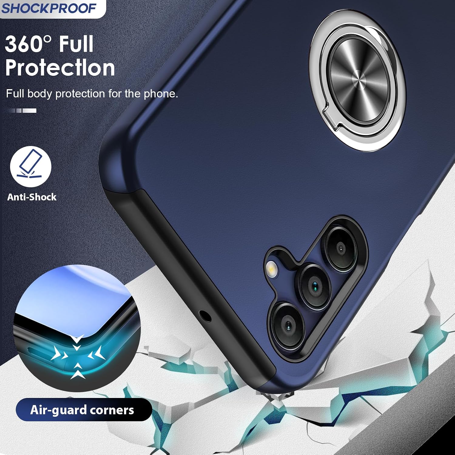 Detalle 2 de LeYi Galaxy A15 Case with Ring Stand