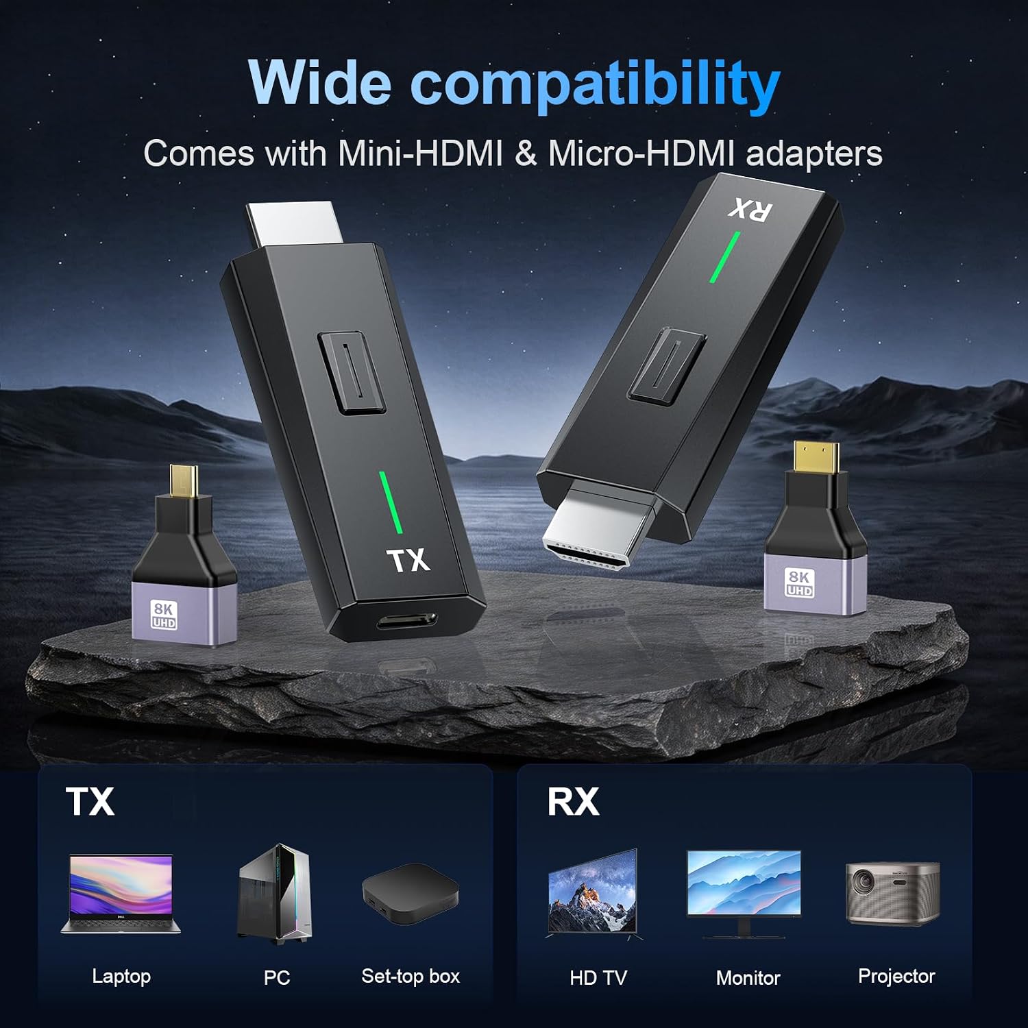 Detalle 2 de Wireless HDMI Transmitter und Receiver 1080P – 2,4G/5G Dual-Band, Plug & Play