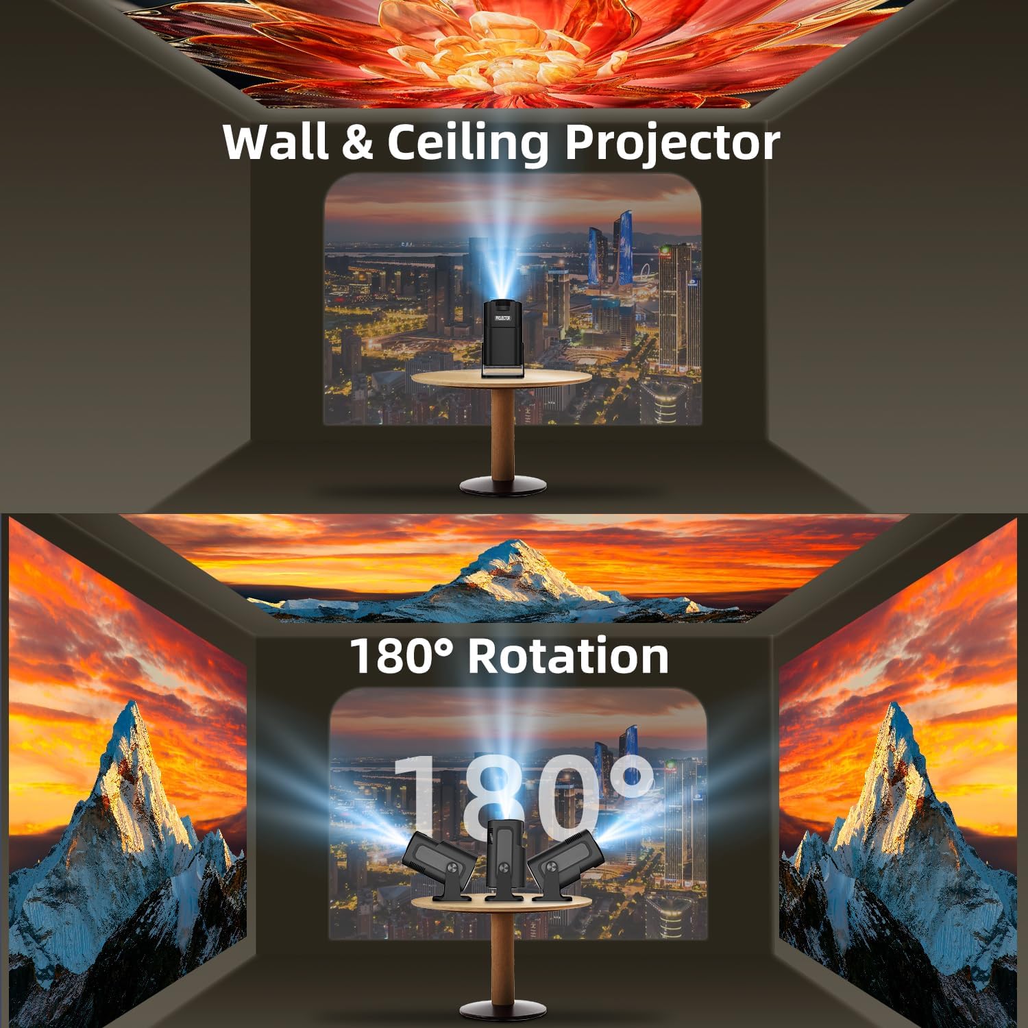 Thumbnail 3 de ZDSSY Mini Projector 4K Support, Android 14 & Wi‑Fi 6: A Portable Bedroom Cinema with Built‑in Apps