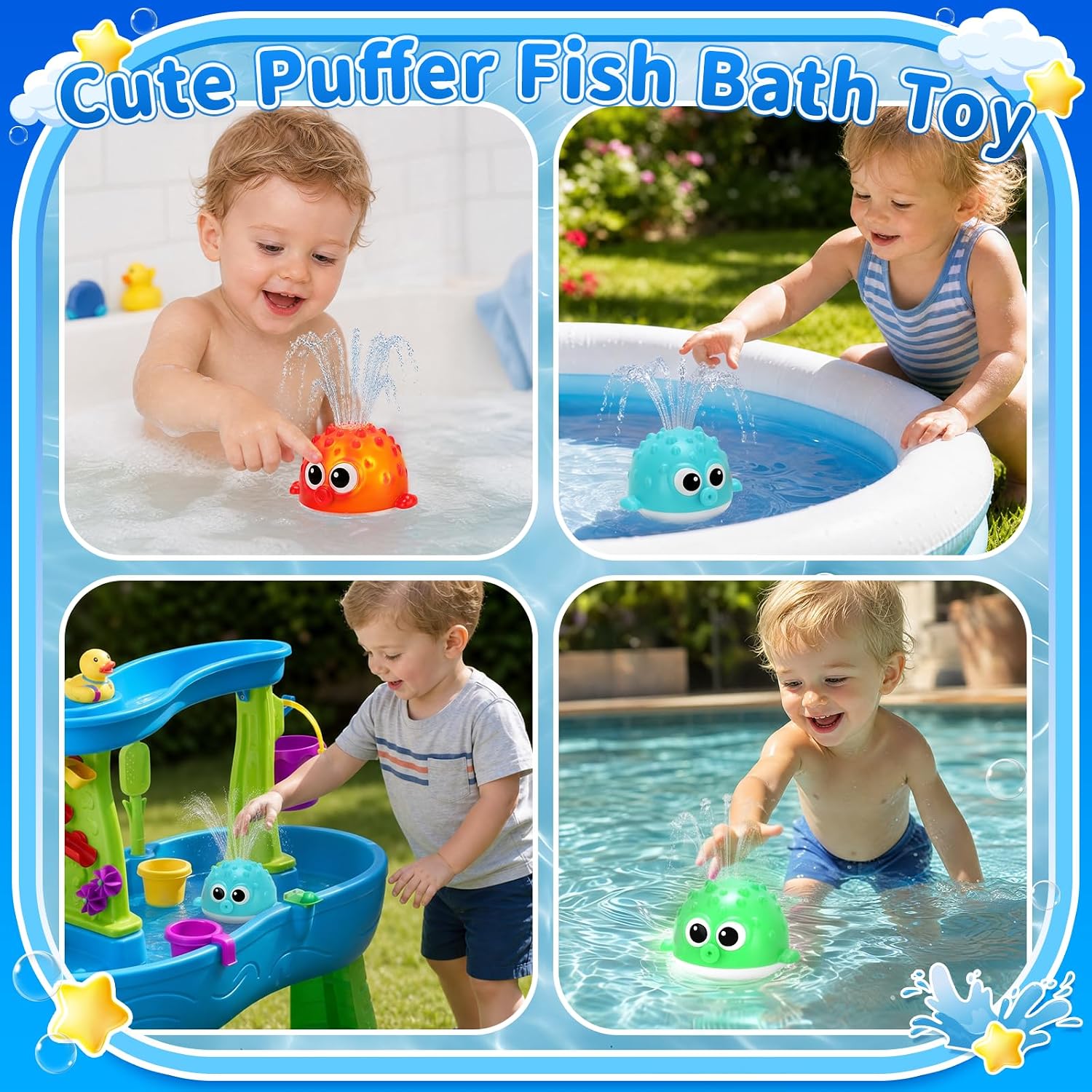 Thumbnail 5 de QASUN Colourful Light-Up Bath Toy: Pufferfish Sprays, Glows and Plays