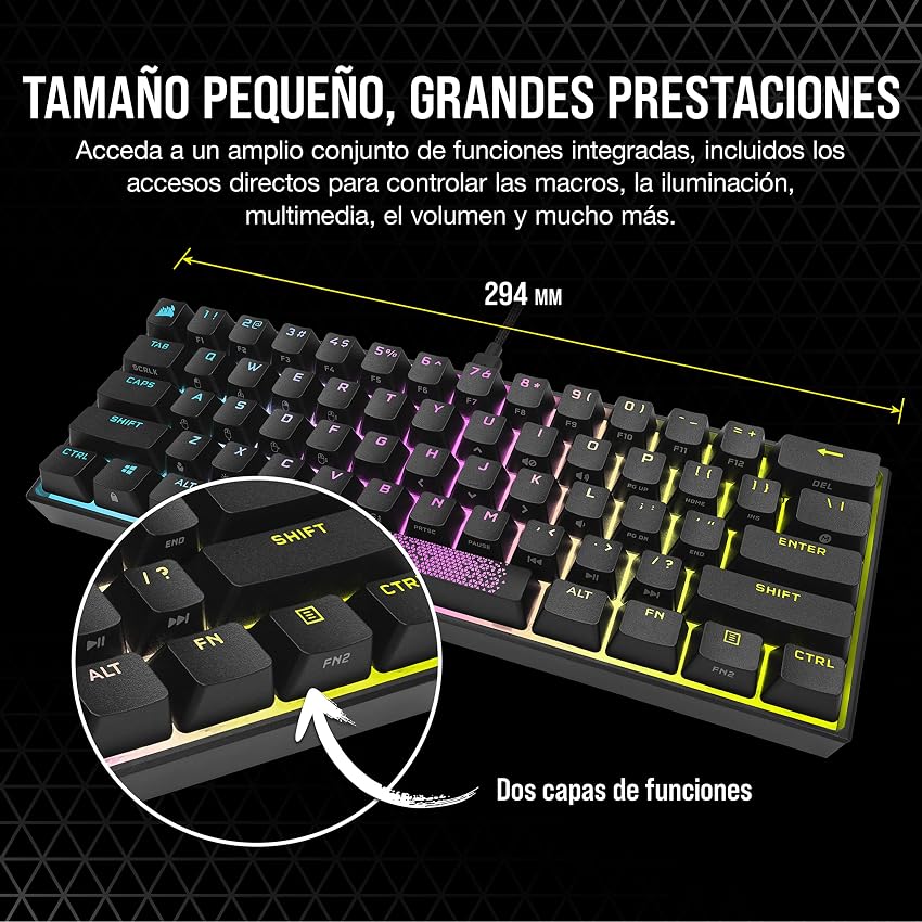 Detalle de Corsair K65 RGB MINI Teclado mecánico 60% ⌨