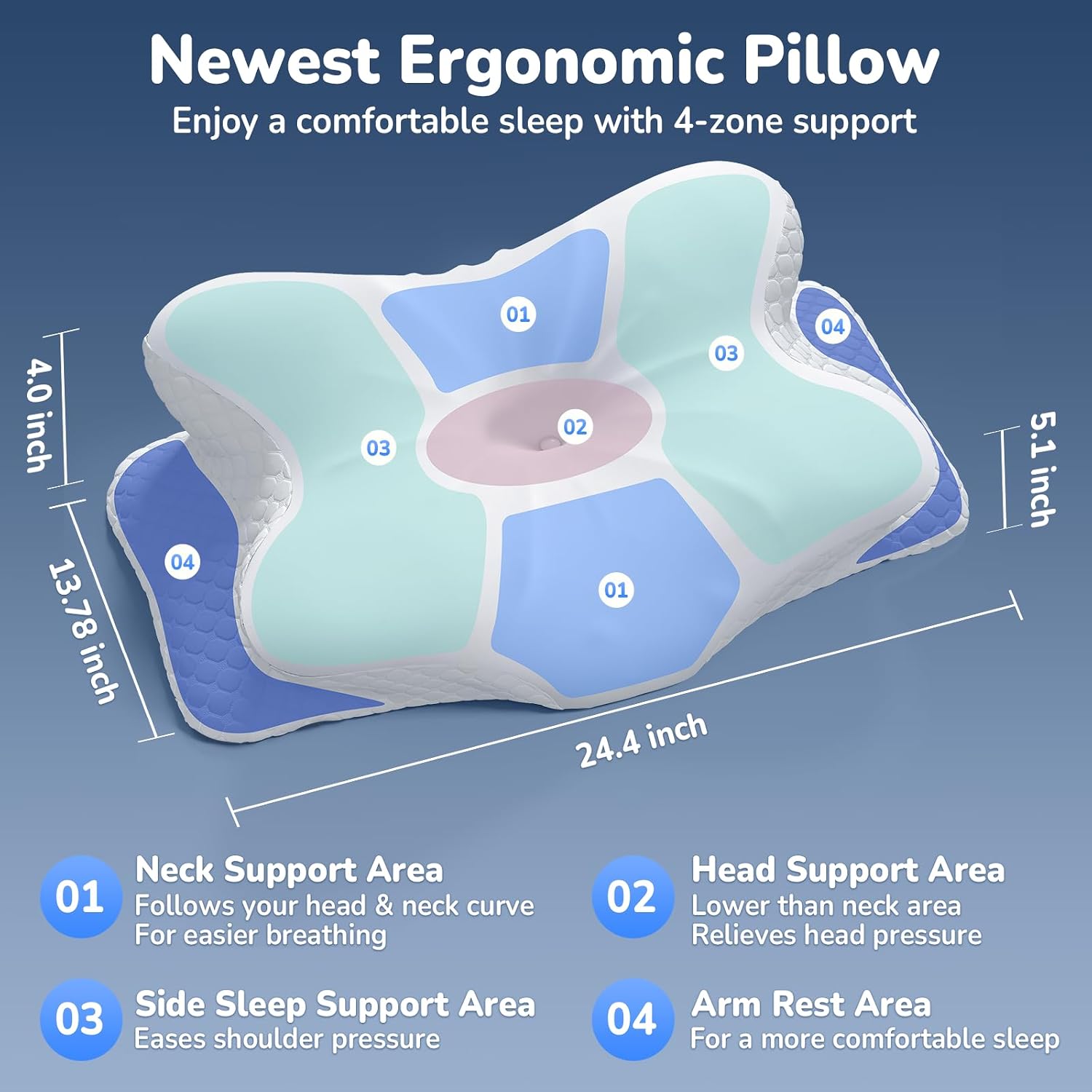Thumbnail 1 de Hexus P1103 Ergonomic Memory Foam Neck Pillow with Cooling Cover